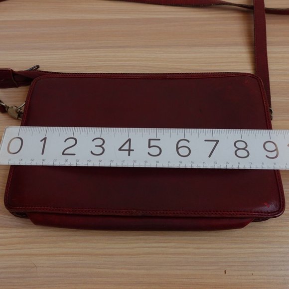 Vintage Celine Bag Leather Crossbody Shoulder Sling Purse Burgundy Weave RARE - Picture 8 of 16